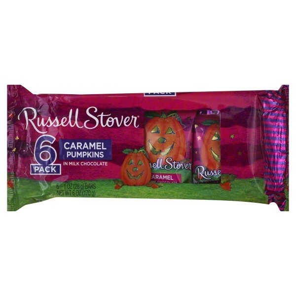 slide 1 of 1, Russell Stover Caramel Pumpkins in Milk Chocolate, 6 ct; 1 oz