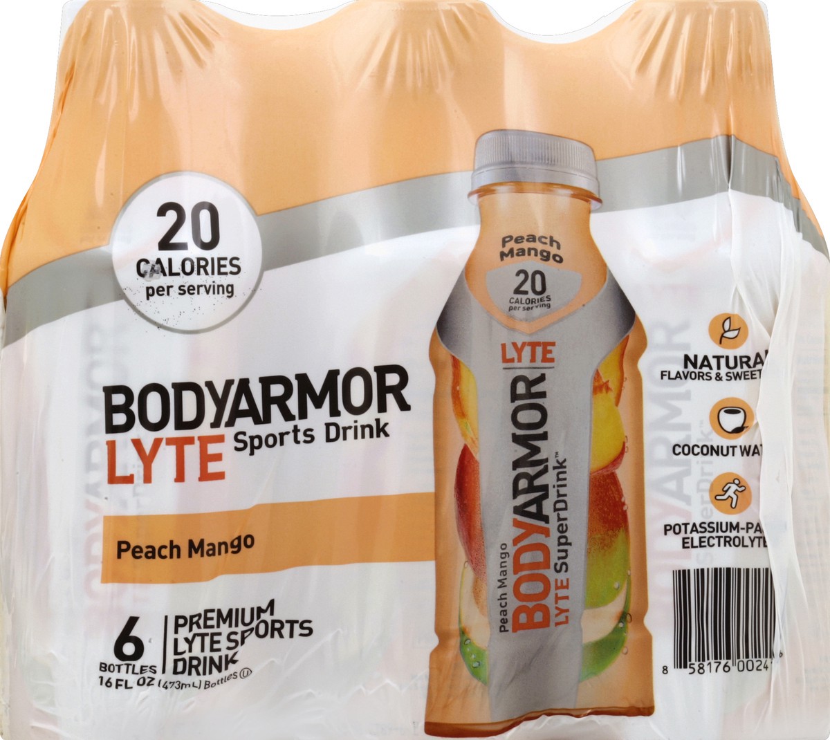 slide 3 of 4, BODYARMOR Sports Drink, Premium, Lyte, Peach Mango - 6 ct; 16 fl oz, 6 ct; 16 fl oz