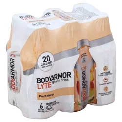 BODYARMOR Sports Drink, Premium, Lyte, Peach Mango - 6 ct; 16 fl oz - 6 ct; 16 fl oz