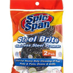 Spic and Span ims Steel Brite Stainless Steel Scourer, 2 Ct