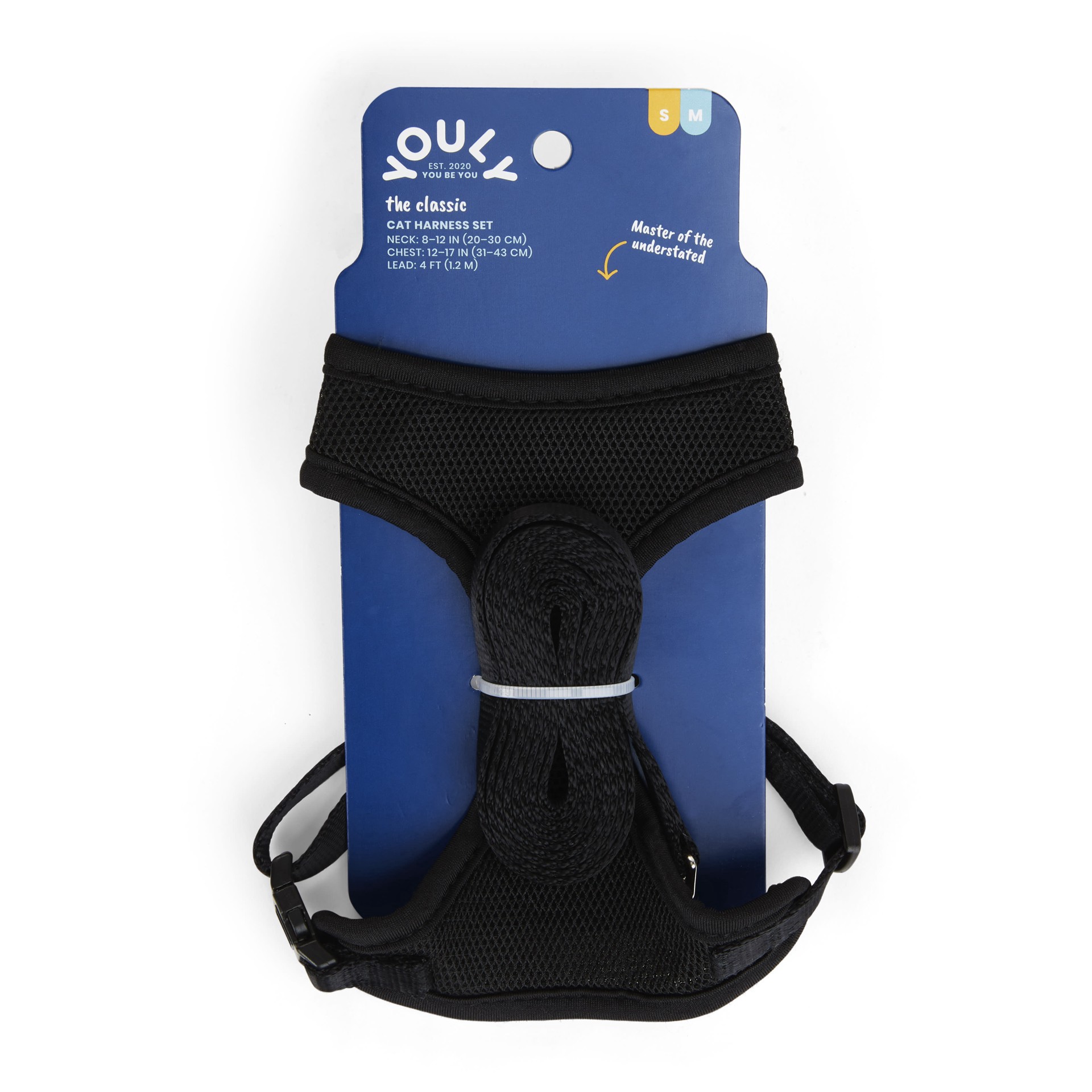 slide 1 of 1, YOULY Black Mesh Cat Harness & Lead Set, Medium, 1 ct