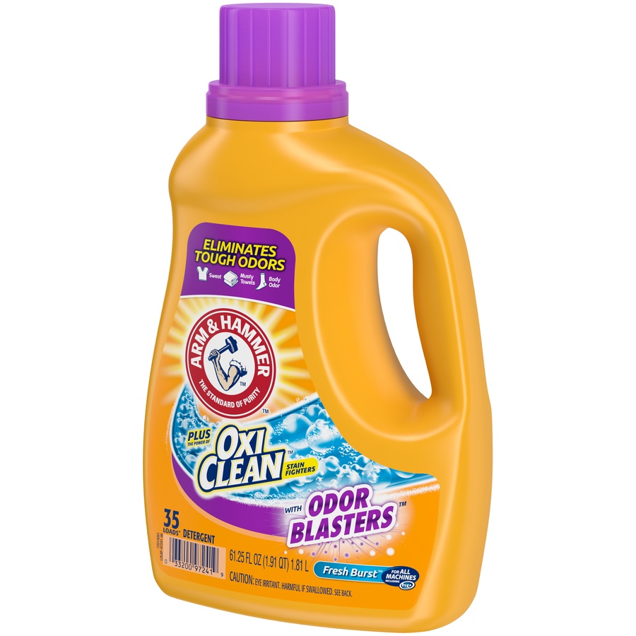slide 3 of 4, ARM & HAMMER Oxi Clean Odor Blaster Laundry Detergent, 61.25 fl oz
