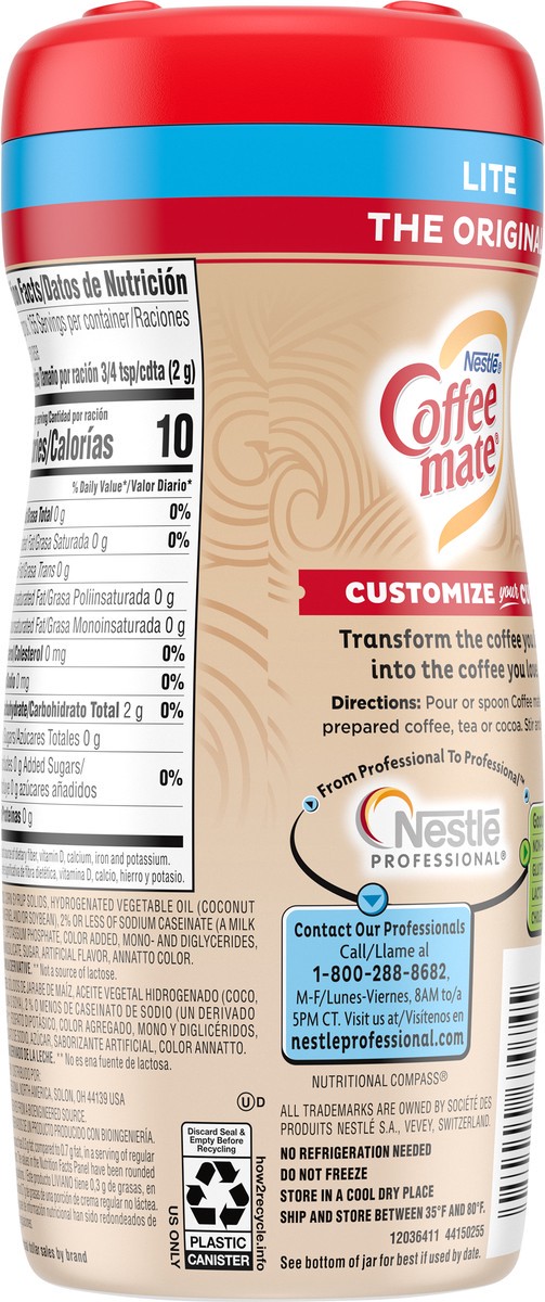 slide 4 of 9, NESTLE COFFEE MATE Coffee Creamer Original Lite, Powder Creamer, 11 oz. Canister, 11 oz