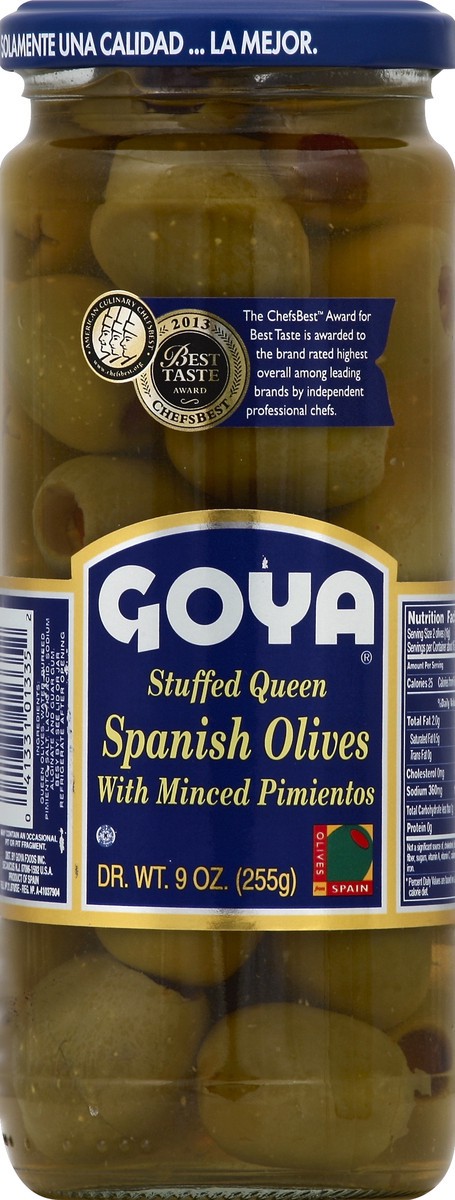 slide 2 of 2, Goya Pitted Manzanilla Olives Pimientos & Capers Alcaparrado, 7 oz