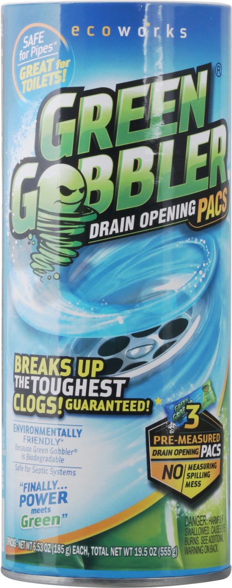 slide 10 of 11, Green Gobbler Drain Opening Pacs 3 - 6.53 oz Packs, 3 ct