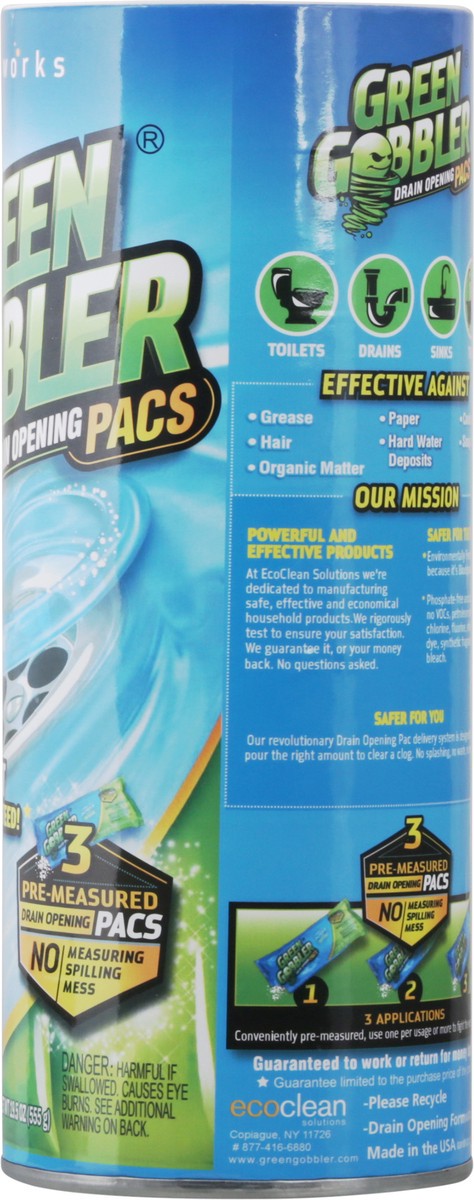 slide 7 of 11, Green Gobbler Drain Opening Pacs 3 - 6.53 oz Packs, 3 ct