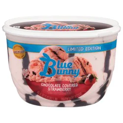 Blue Bunny Limited Edition Chocolate Covered Strawberry Frozen Dessert, 46 fl oz Tub