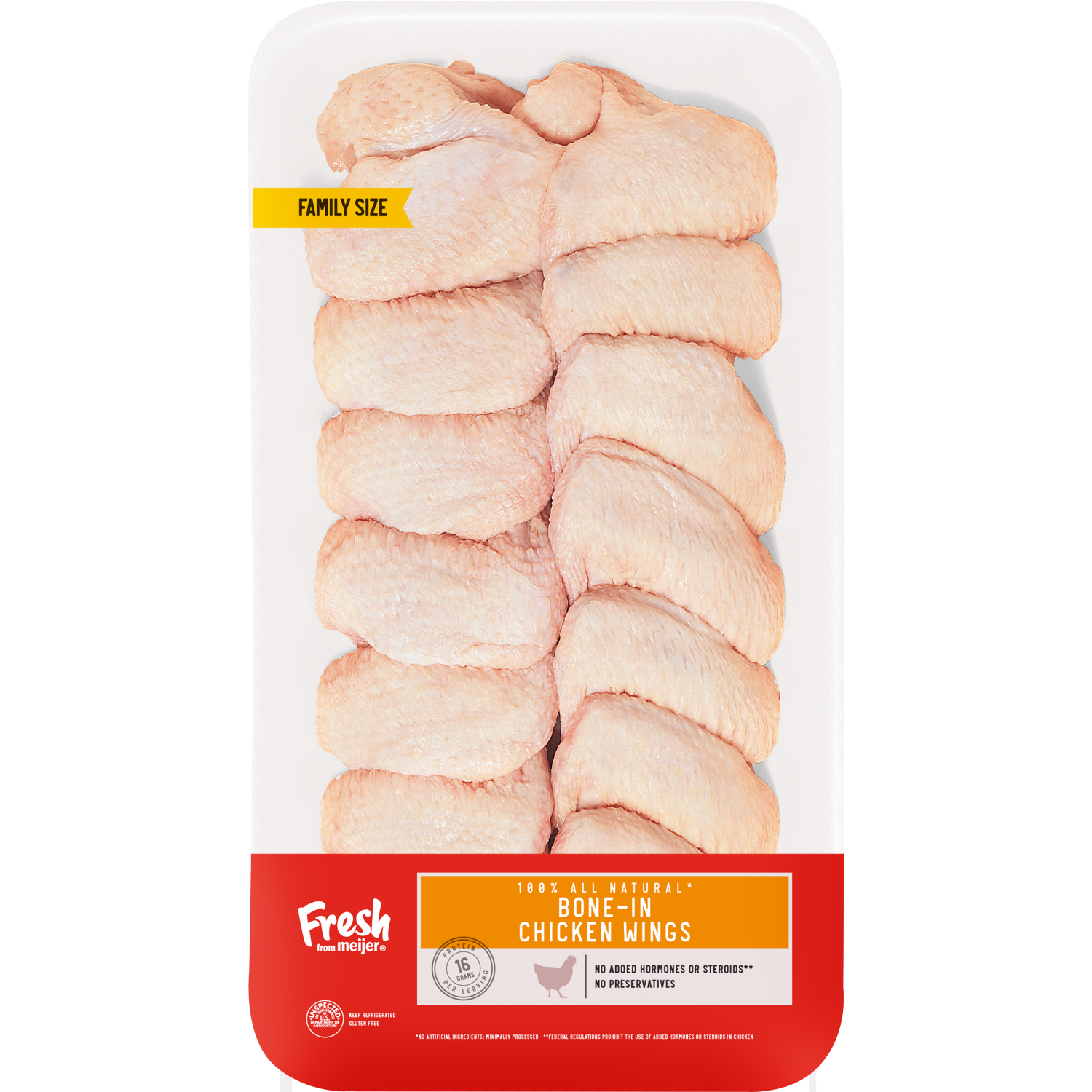 slide 1 of 3, FRESH FROM MEIJER Meijer All Natural Bone-In Chicken Wings, Family Pack, per lb