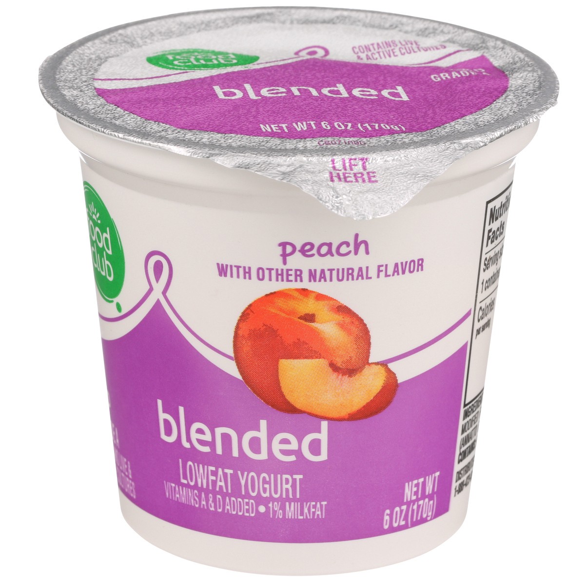 slide 3 of 9, Food Club Peach Blended Lowfat Yogurt, 6 oz