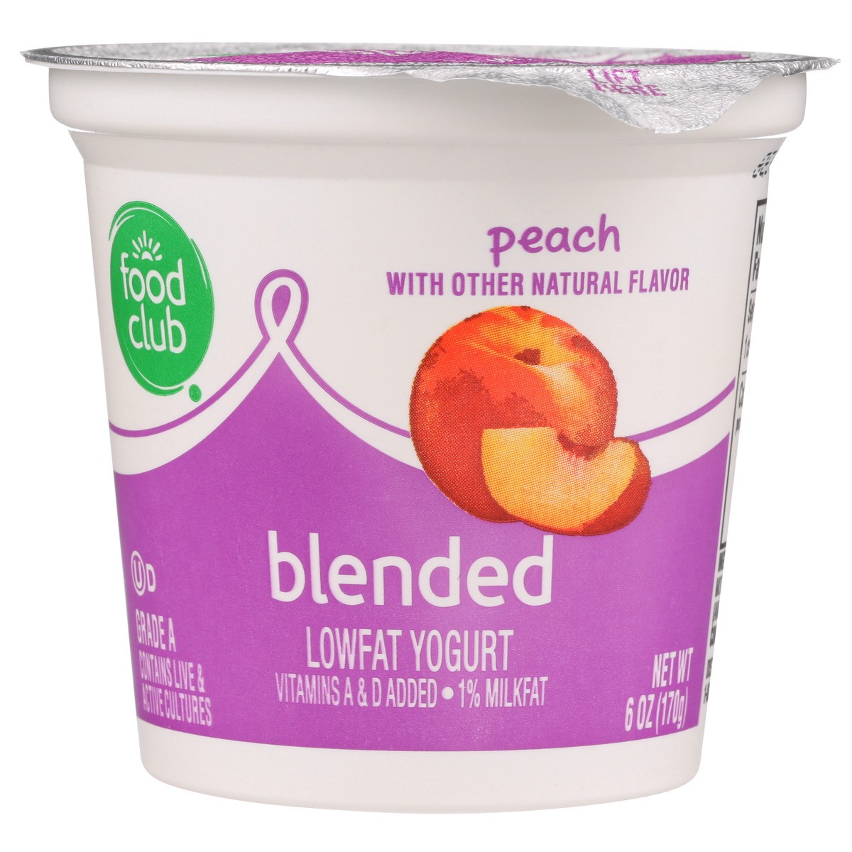 slide 8 of 9, Food Club Peach Blended Lowfat Yogurt, 6 oz