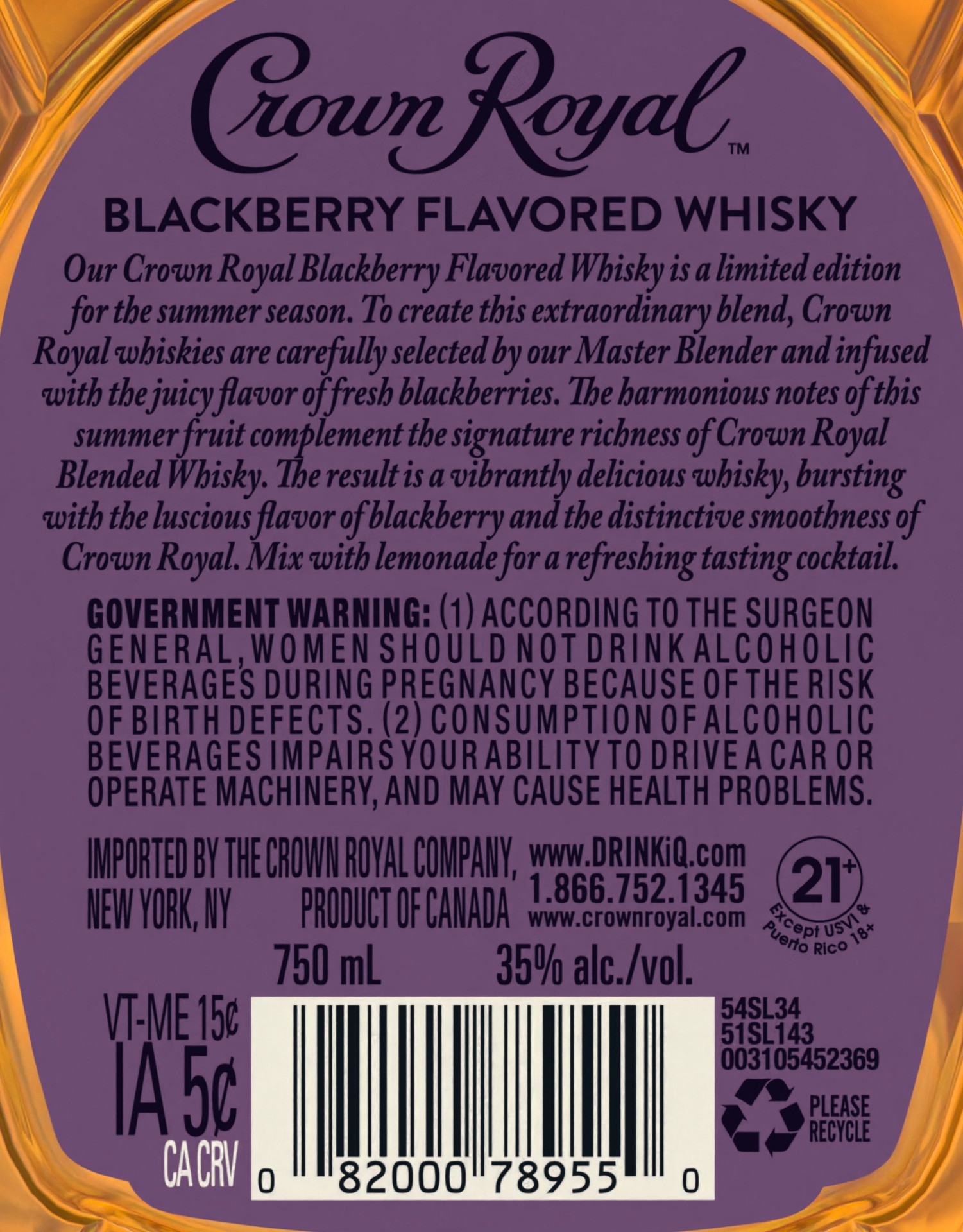 slide 4 of 4, Crown Royal Blackberry Whiskey 750 ml, 750 ml
