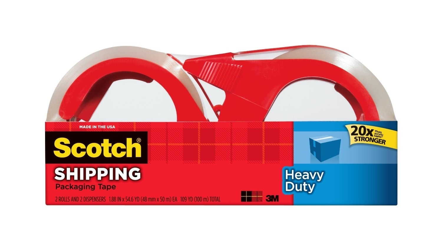 slide 1 of 1, Scotch Packaging Tape with Refillable Dispenser, 2 ct