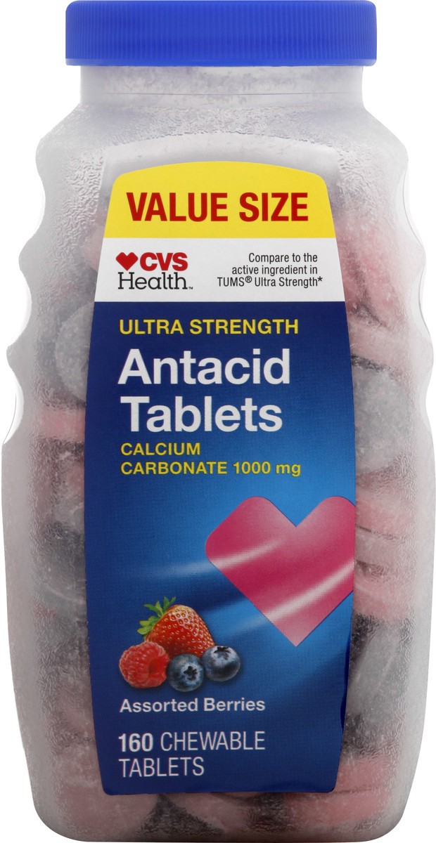 slide 9 of 10, CVS Health Antacid Chewable Tablets, Assorted Berries, 160 Ct, 160 ct; 1000 mg