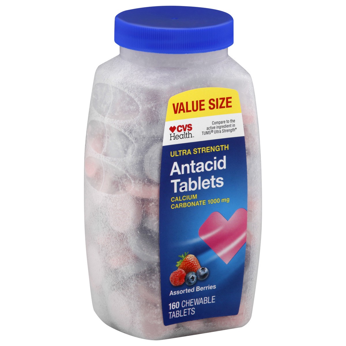 slide 10 of 10, CVS Health Antacid Chewable Tablets, Assorted Berries, 160 Ct, 160 ct; 1000 mg
