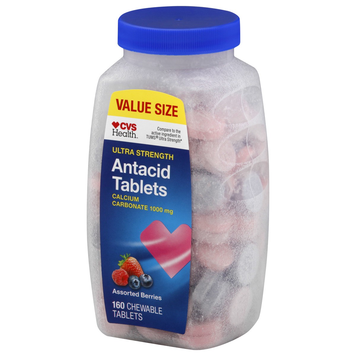 slide 8 of 10, CVS Health Antacid Chewable Tablets, Assorted Berries, 160 Ct, 160 ct; 1000 mg