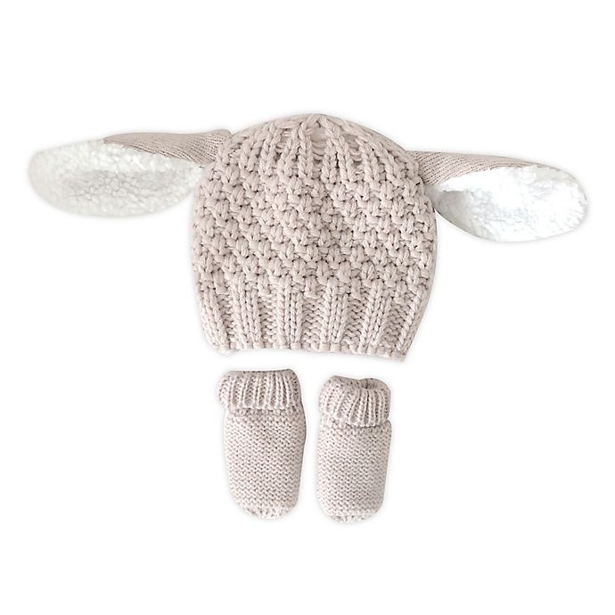 slide 1 of 1, Toby Fairy Newborn Bunny Critter Hat and Mitten Set - Beige, 2 ct