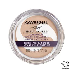CoverGirl + Olay Wrinkle Simply Ageless Defying Cream Foundation, Natural Ivory 215, 0.40 oz (12 g)