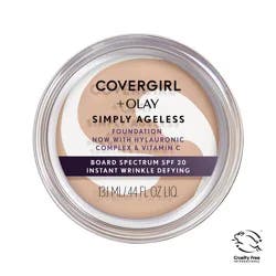CoverGirl + Olay Wrinkle Simply Ageless Defying Cream Foundation, Natural Ivory 215, 0.40 oz (12 g)