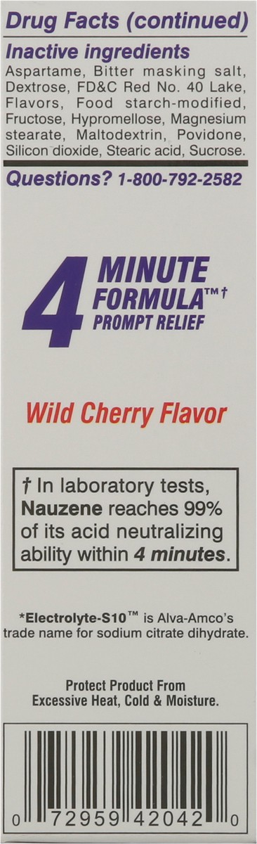 slide 6 of 9, Nauzene Non-Drowsy Wild Cherry Flavor Upset Stomach & Nausea 42 Chewable Tablets, 42 ct