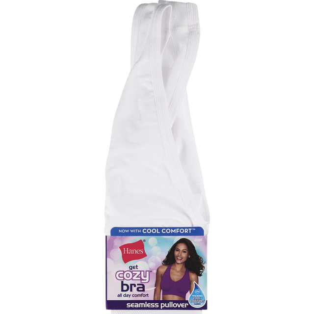 slide 1 of 1, Hanes Get Cozy Bra Seamless Pullover Coolcomfort Large White, 1 ct