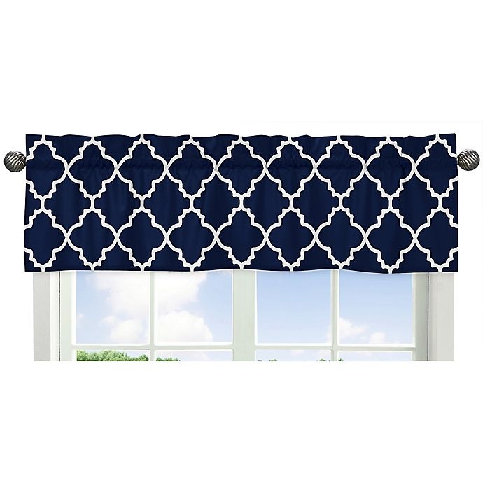 slide 1 of 1, Sweet Jojo Designs Trellis Window Valance - Navy, 1 ct