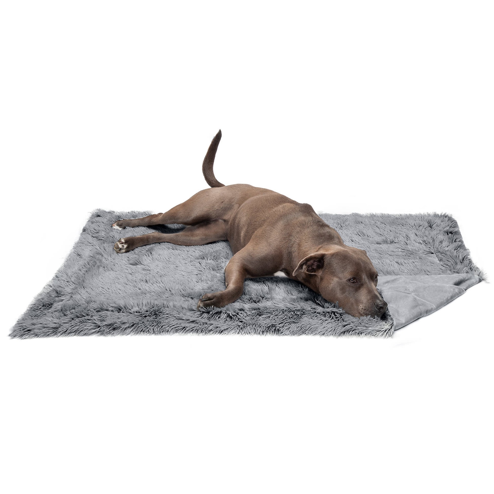 slide 1 of 1, Furhaven Waterproof Calming Plush Long Faux Fur & Velvet Washable Dog Blanket, Large, Gray, 1 ct
