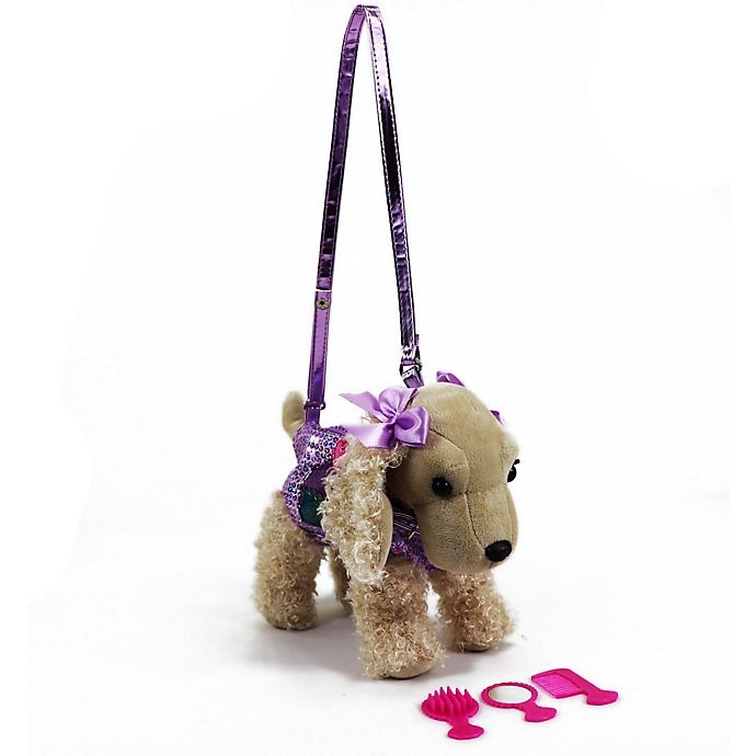 slide 1 of 1, Poochie & Co. Plush Sequin Cocker Spaniel Purse - Lavender, 1 ct