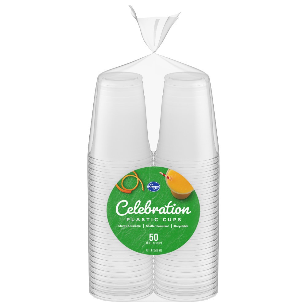 slide 1 of 6, Kroger Home Sense Clear Plastic Cups, 50 ct; 18 fl oz