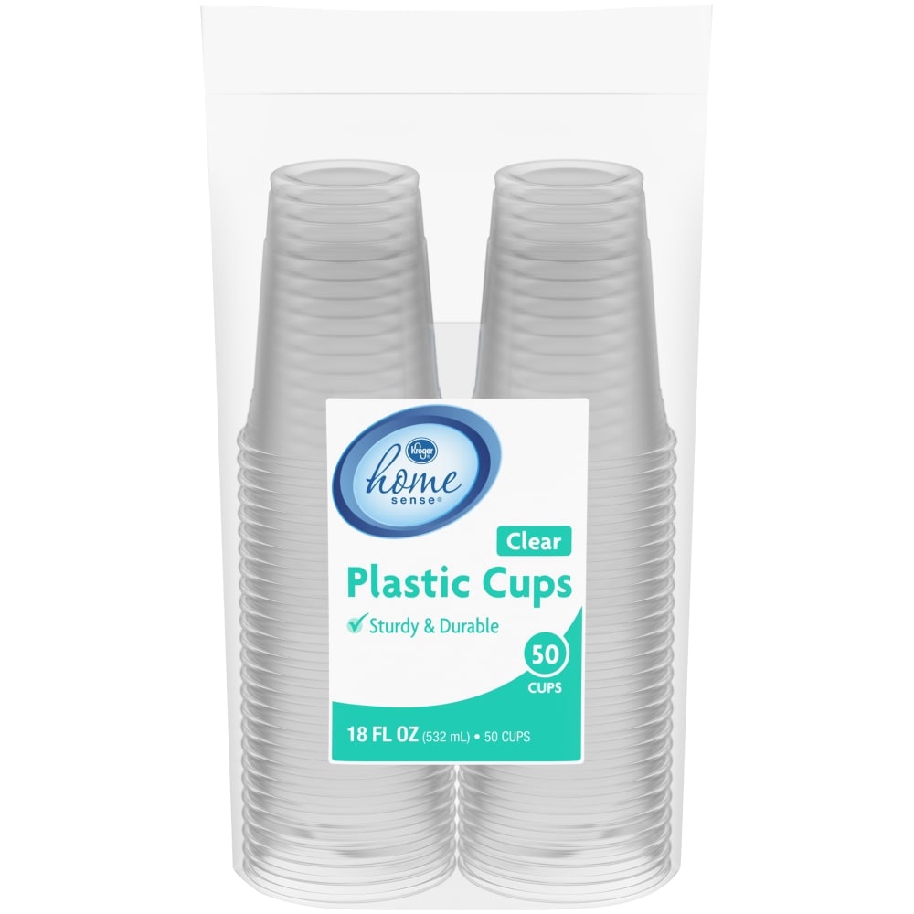 slide 1 of 1, Kroger Home Sense Clear Plastic Cups, 50 ct; 18 fl oz