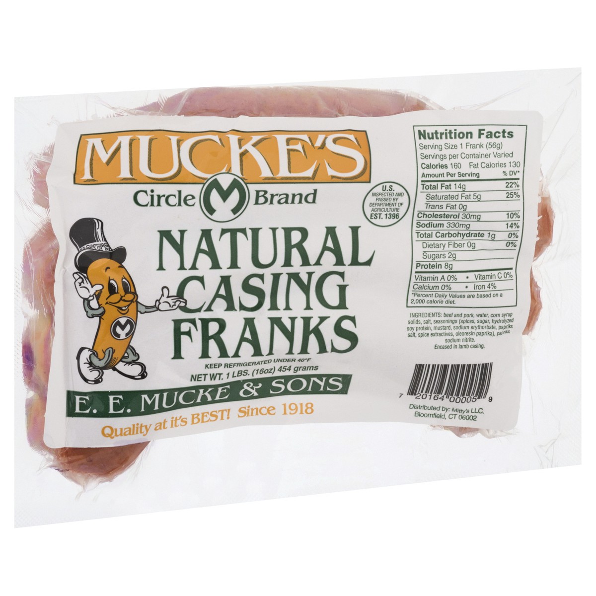 slide 4 of 13, Mucke's Natural Casing Franks 16 oz, 16 oz