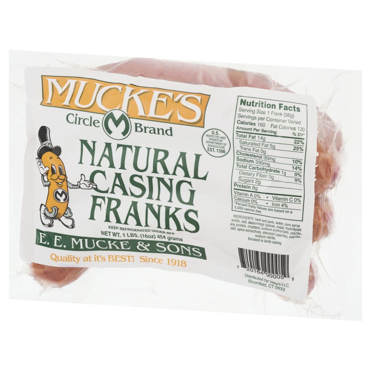 slide 10 of 13, Mucke's Natural Casing Franks 16 oz, 16 oz