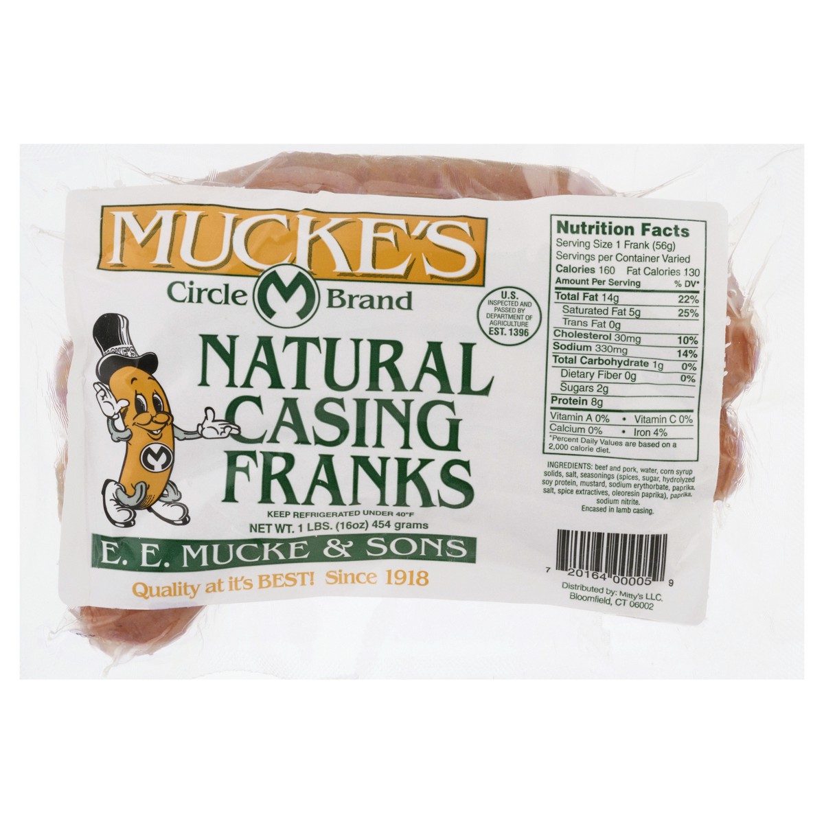 slide 3 of 13, Mucke's Natural Casing Franks 16 oz, 16 oz
