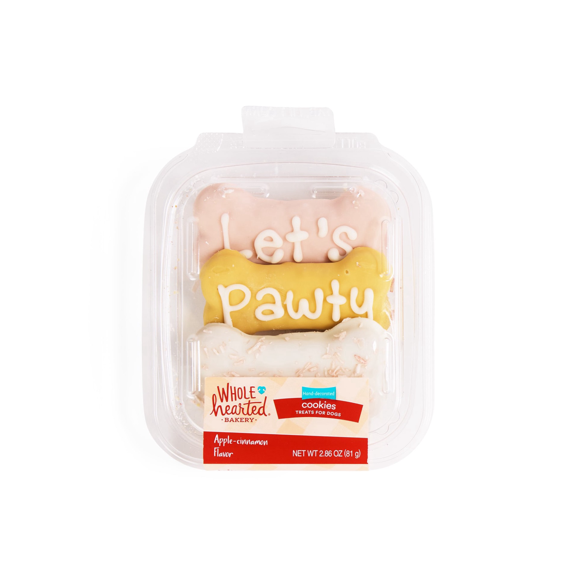 slide 1 of 1, WholeHearted Celebration Bone-Shaped Dog Cookies, 2.86 oz., Pack of 3, 1 ct