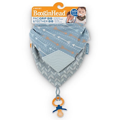 slide 1 of 1, BooginHead Bandana Teether&Pacigrip Bib Blue Arrows, 2 ct