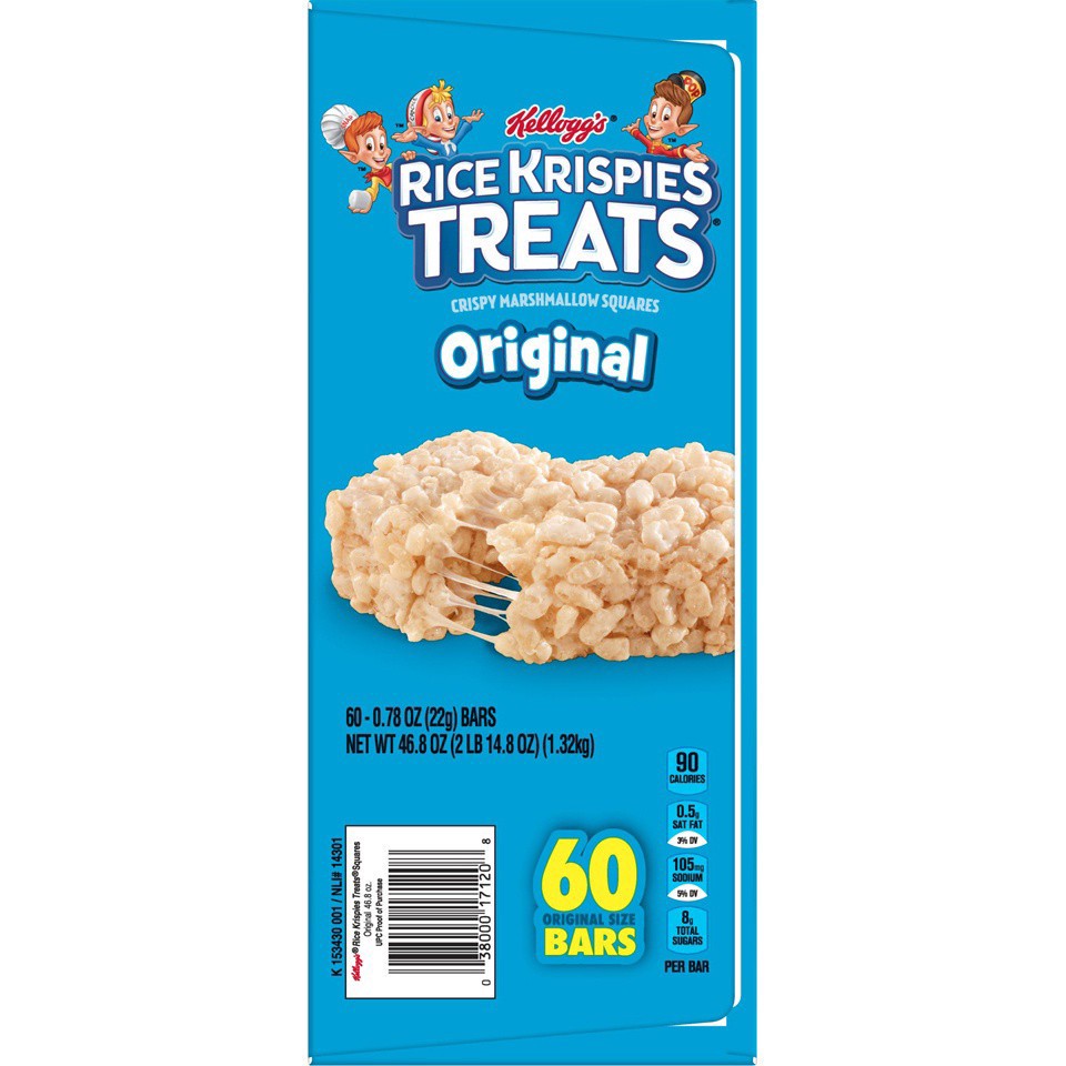 slide 7 of 7, Rice Krispies Treats Kellogg's Rice Krispies Treats Crispy Marshmallow Squares, Original, 46.8 oz, 60 Count, 46.80 oz