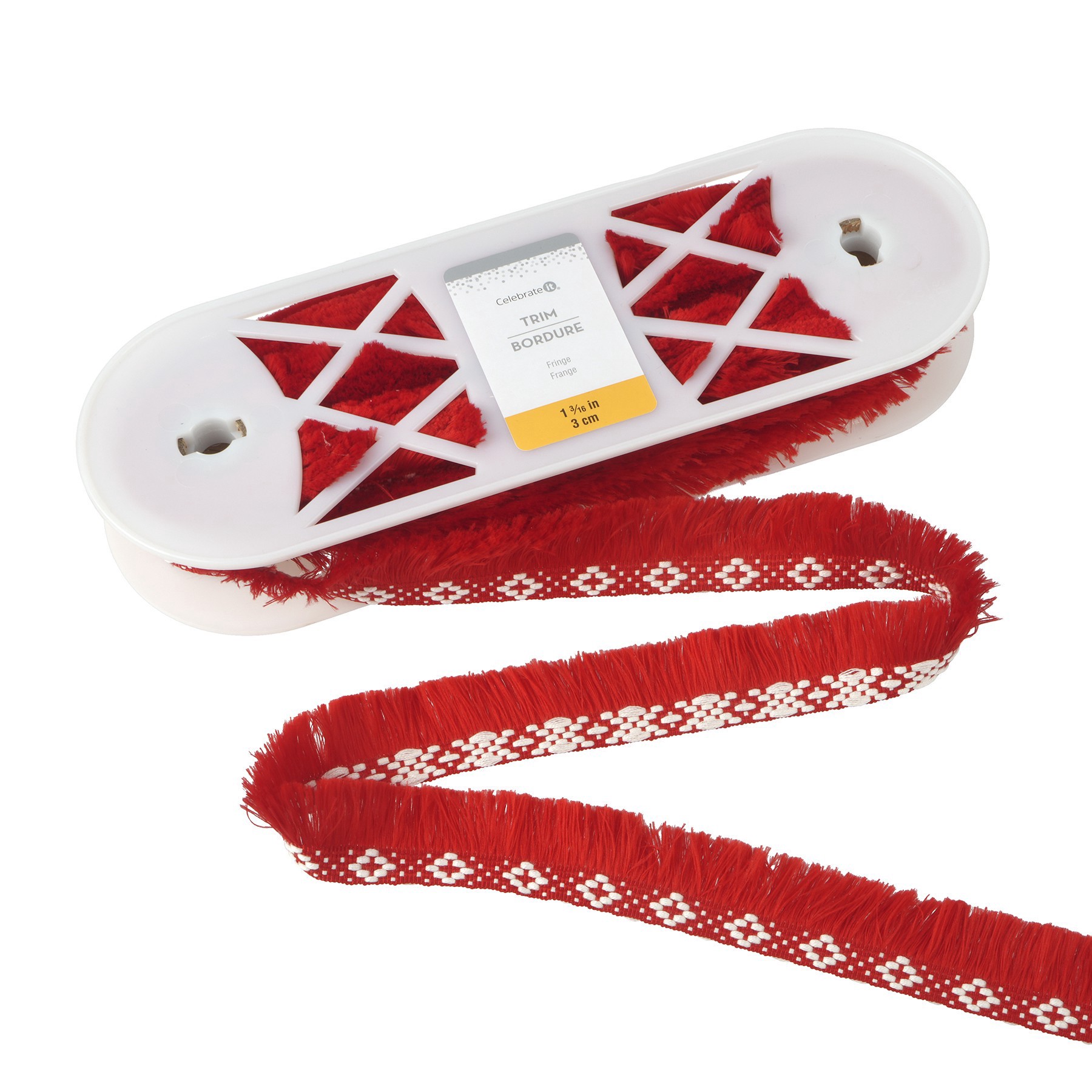 slide 3 of 3, 1 3/16" Diamond Jacquard Fringe Trim By Celebrate It, 