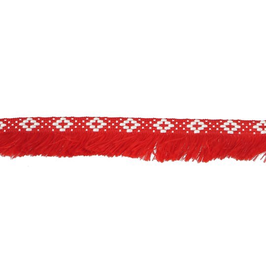 slide 1 of 3, 1 3/16" Diamond Jacquard Fringe Trim By Celebrate It, 