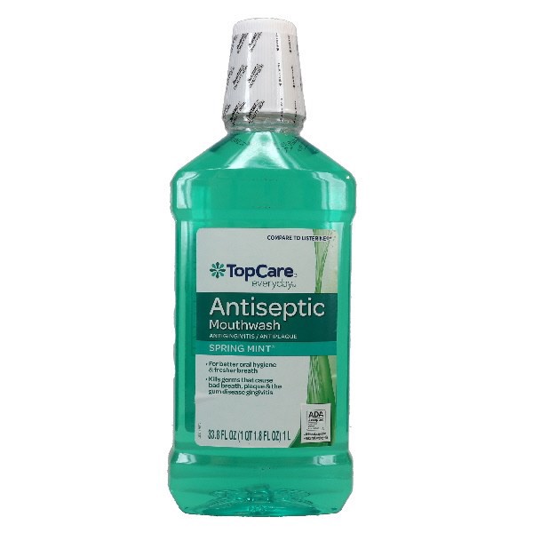 slide 1 of 11, TopCare Antiseptic Mouthwash Antigingivitis / Antiplaque, Spring Mint, 33.8 fl oz