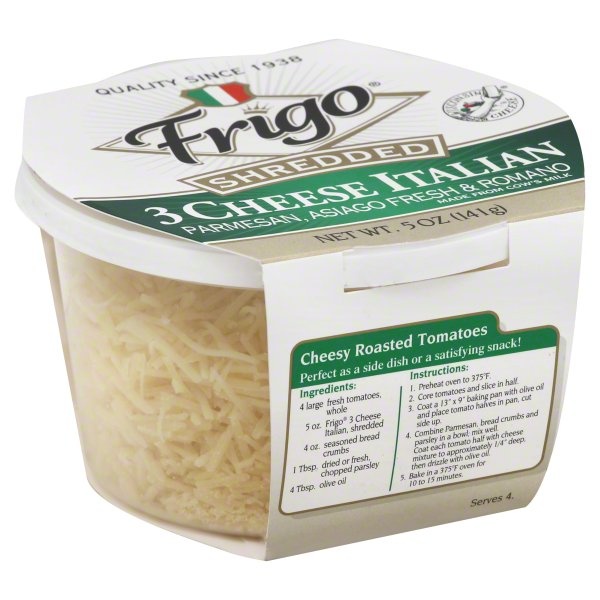 slide 1 of 1, Frigo Italian Shredded Parmesan Asiago and Romano Cheese, 5 oz