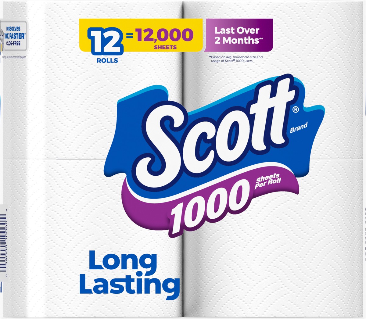 slide 4 of 9, Scott 1000 Toilet Paper, 12 Rolls, Septic-Safe, 1-Ply Toilet Tissue, 12 ct