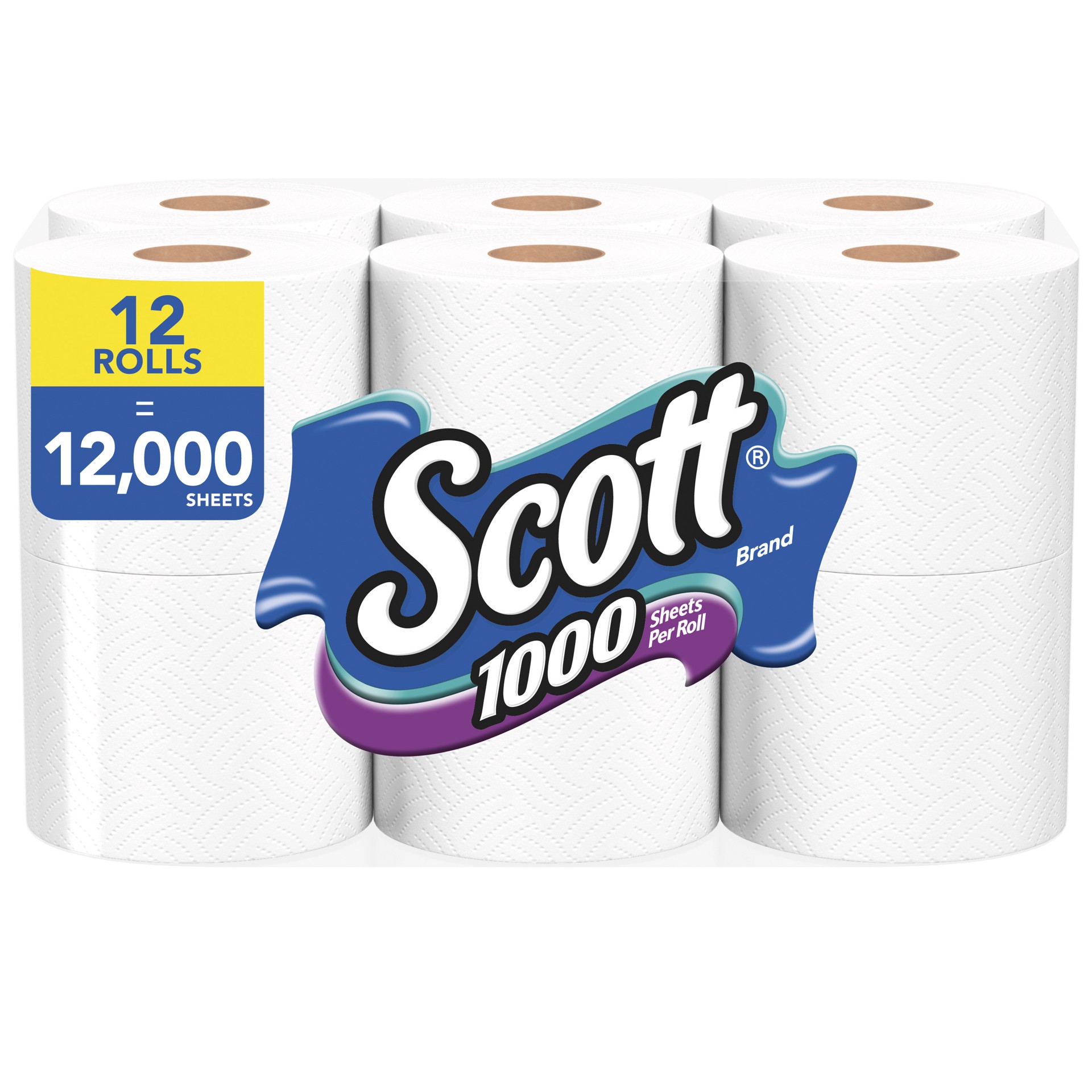 slide 1 of 9, Scott 1000 Toilet Paper, 12 Rolls, Septic-Safe, 1-Ply Toilet Tissue, 12 ct