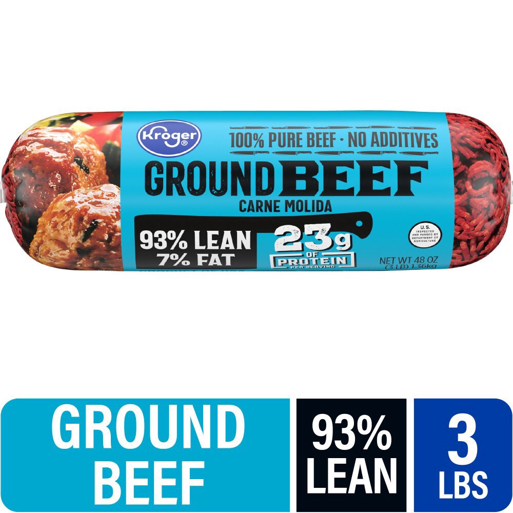 slide 1 of 1, Kroger Ground Beef 93% Lean, 3 lb