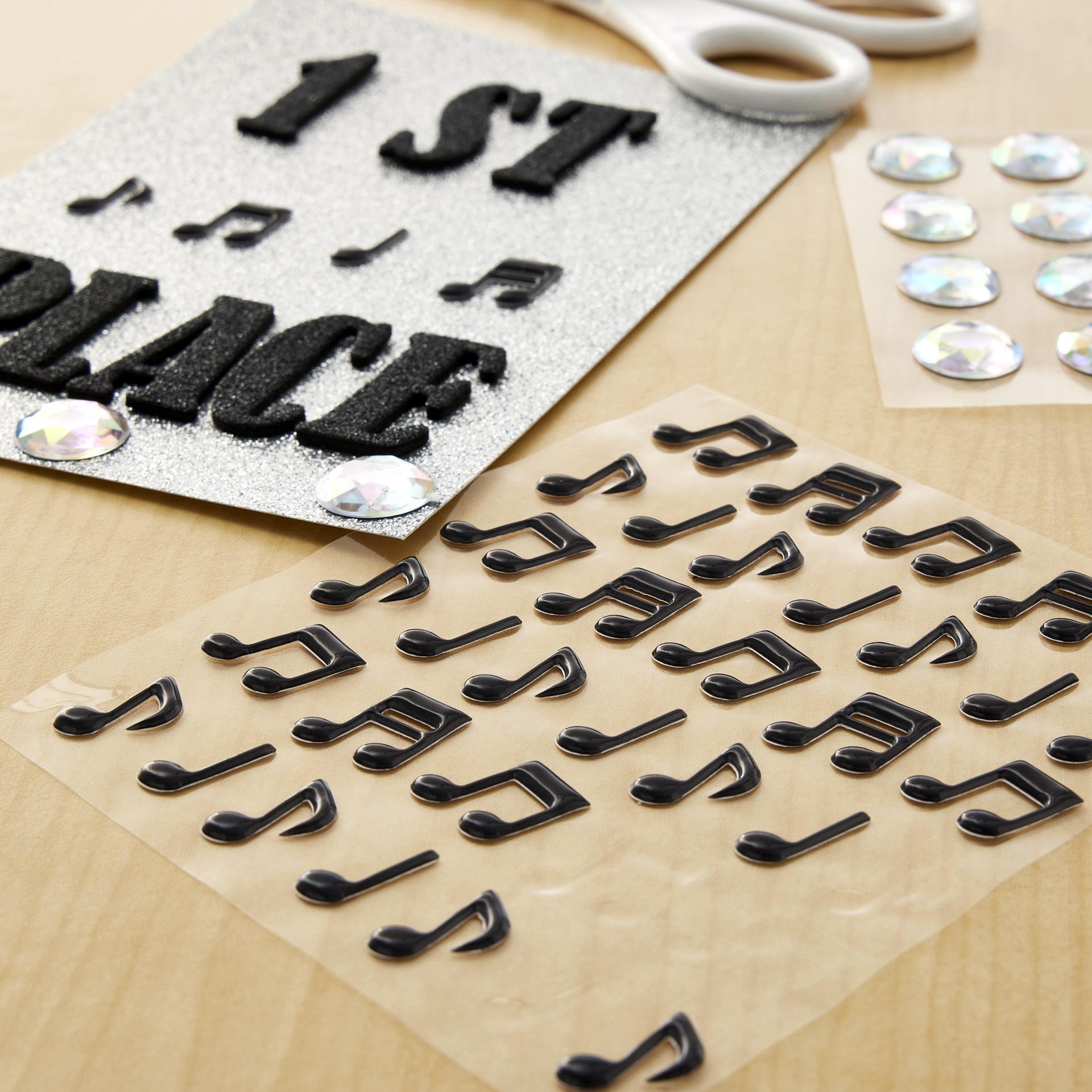 slide 3 of 3, Music Notes Puffy Stickers By Recollections Signature, 36 stickers