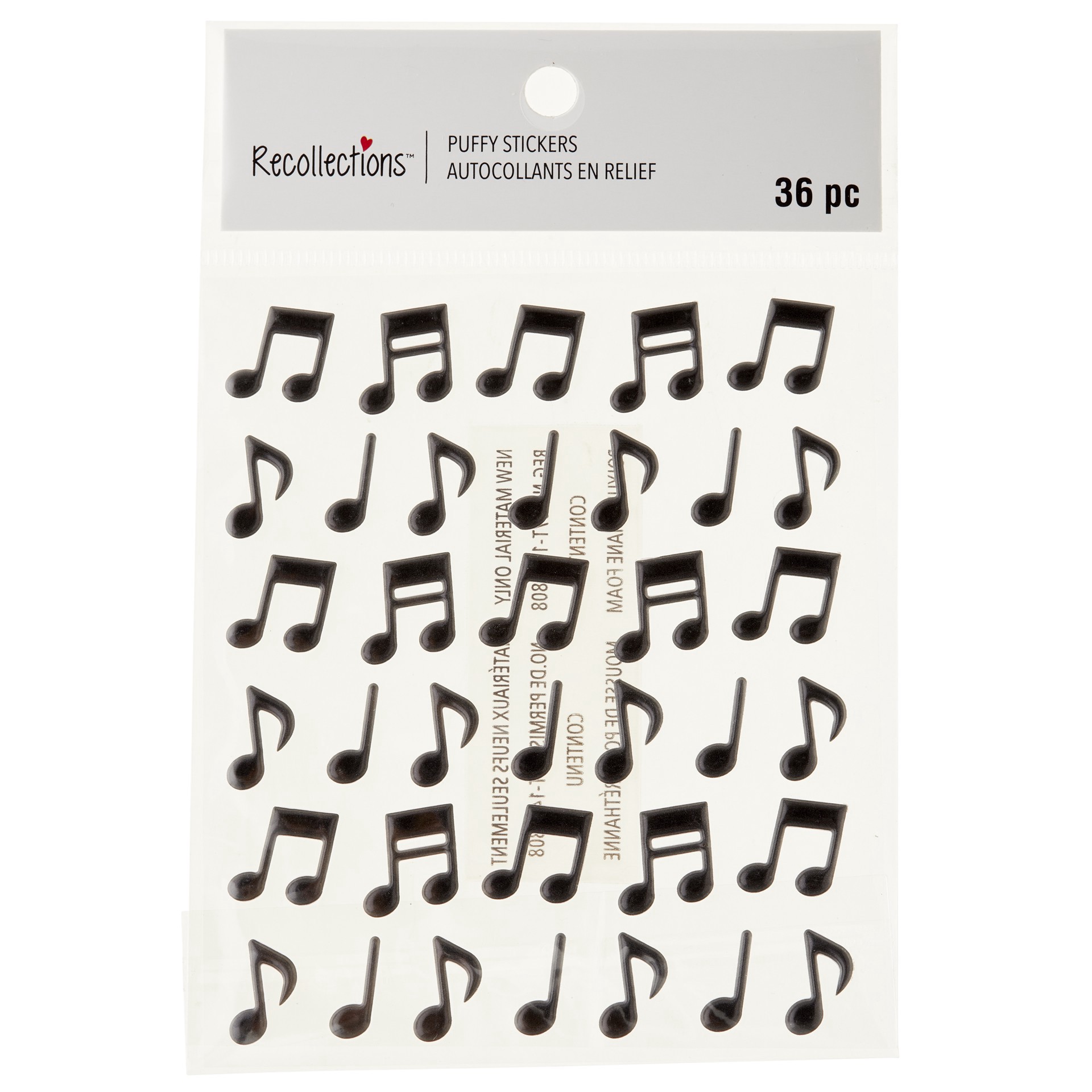 slide 2 of 3, Music Notes Puffy Stickers By Recollections Signature, 36 stickers