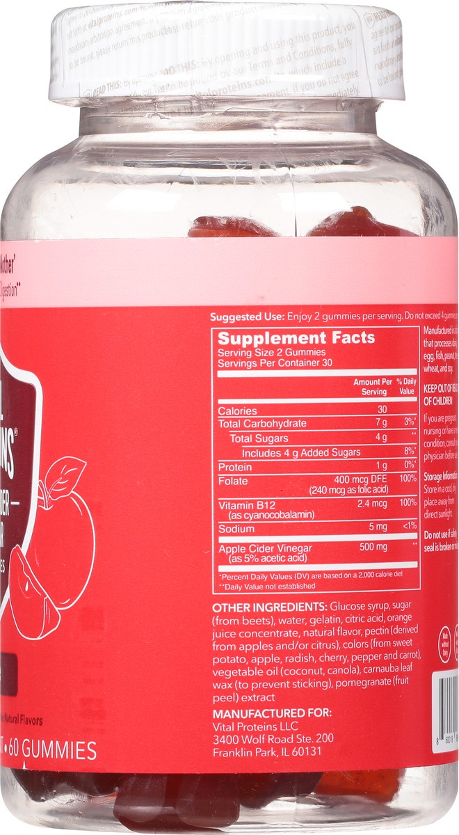 slide 8 of 9, Vital Proteins Apple Apple Cider Vinegar Gummies 60 ea, 60 ct