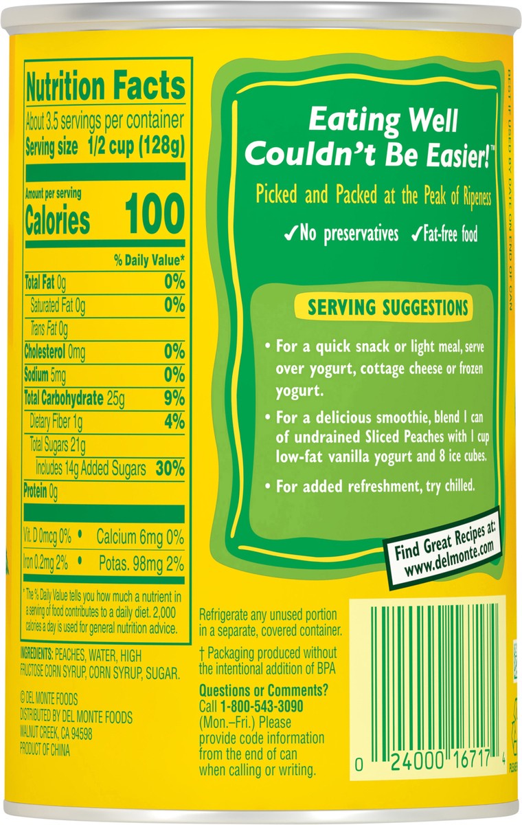 slide 5 of 12, Del Monte Yellow Cling Sliced Peaches in Heavy Syrup, 15.25 oz Can, 15.25 oz