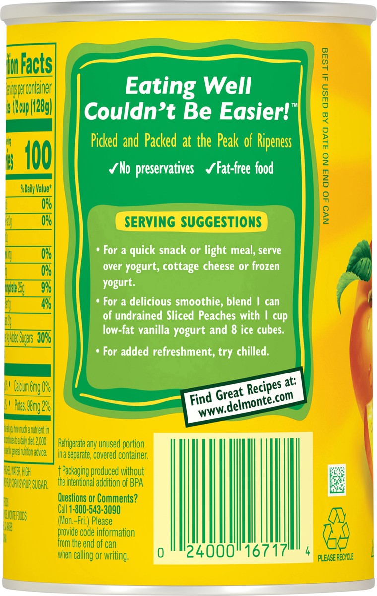 slide 3 of 12, Del Monte Yellow Cling Sliced Peaches in Heavy Syrup, 15.25 oz Can, 15.25 oz