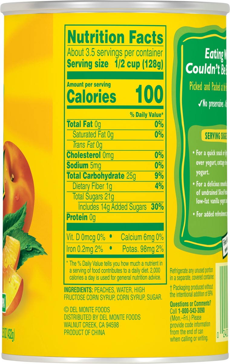 slide 12 of 12, Del Monte Yellow Cling Sliced Peaches in Heavy Syrup, 15.25 oz Can, 15.25 oz