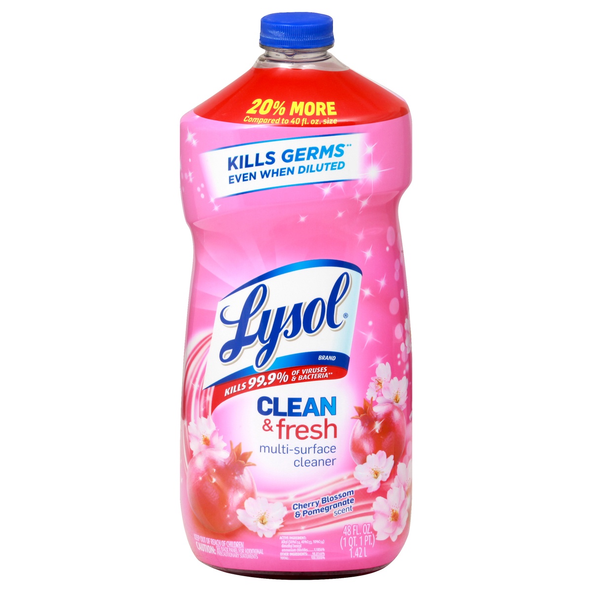 slide 1 of 2, Lysol Clean & Fresh Peony Blossom & White Peach Scent Multi-Surface Cleaner, 48 fl oz