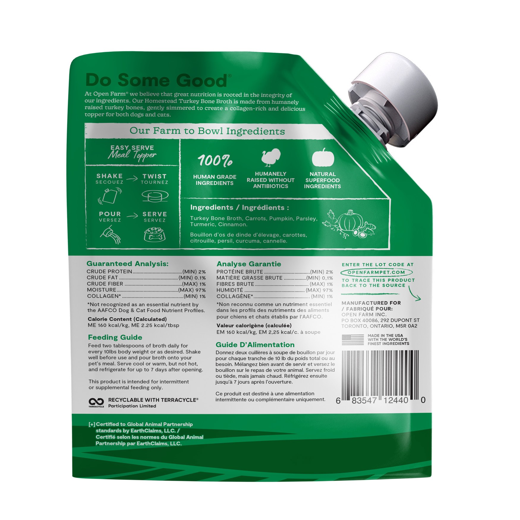 slide 2 of 2, OPEN FARM Homestead Turkey Bone Broth for Dogs & Cats 12 oz, 12 oz